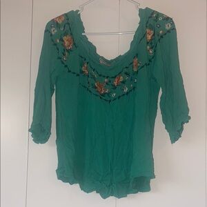 Flying Tomato Green Ruffled Embellished Blouse